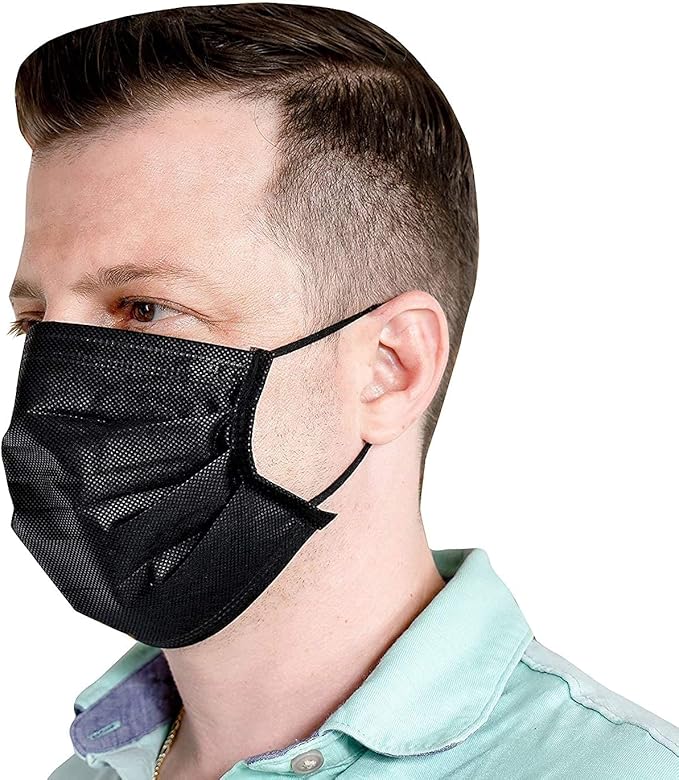 Montana West 2000 PCS Bulk Black Face Masks (40 Packs, 50pcs/Pack), Non Woven Thick 3-Layers Masks with Adjustable Earloop