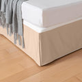 Queen Bed Skirt, Grid Plaid Soft Quadruple Pleated Ruffle Bed Skirt, Tailored Dust Ruffle 14 Inch Drop Easy Fit, Machine Washable (Beige)