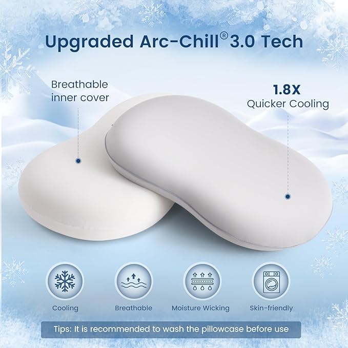 Elegear Deep Sleep Cooling Neck Pillow, Cervical Neck Support Pillow for Pain Relief with Zero-Pressure Tech & Built-in Springs Design, Ergonomic Contour Memory Foam Pillows for Back&Side Sleepers - M