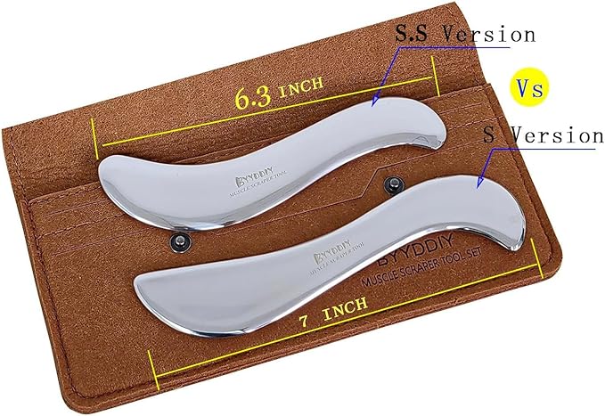 BYYDDIY Stainless Steel Gua Sha Muscle Scraper Tool,Scar Tissue Tool,Physical Therapy Tools,Muscle Scraping Tool,Guasha Massage Scraper,IASTM Tools (S.S-1)