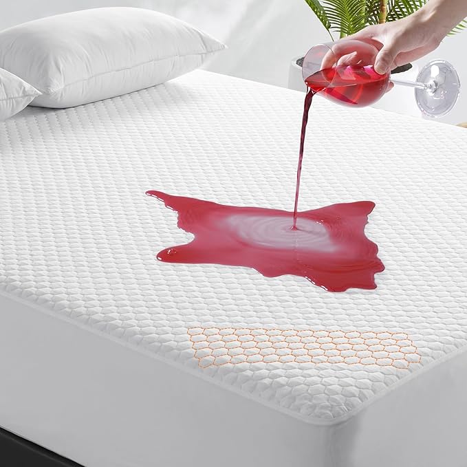 Premium 100% Waterproof Full Size Mattress Protector, Cooling 4D Air Fabric Breathable Mattress Pad Cover, Fit 8-21"Extra Deep Pocket Mattress Topper Cover, Noiseless Vinyl Free(Beehive,Full 54"x75")