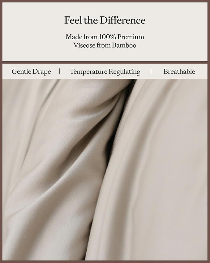 Cozy Earth Luxury Duvet Cover Twin - 100% Viscose from Bamboo - Ultra-Soft, Cooling & Lightweight Duvet Cover - Temperature-Regulating Bedding with Concealed Zip & Interior Snap Closures - Driftwood
