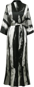 PRODESIGN Kimono Robe for Women - Long Satin Sleepwear Silky Kimono Cover-Up Nightgown Japanese Bathrobe Loungewear Blouse