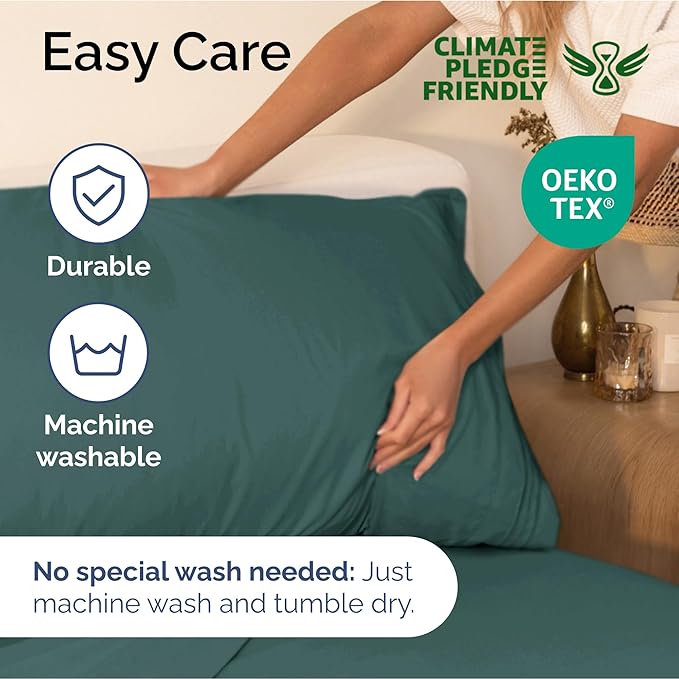 Queen Size 4 Piece Sheet Set - Extra Soft, Breathable & Cooling Sheets - Hotel Luxury Durable Bed Sheets for Women & Men - Deep Pockets, Easy-Fit & Wrinkle-Free Sheets - Dusty Teal Oeko-Tex Bed Sheets