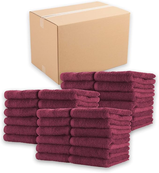Arkwright Bleach Proof Salon Towels Bulk - Case of 180 - Highly Absorbent, 100% Cotton, Quick Dry Spa Face Towel for Hair Stylist, Barber, Pedicure, and Esthetician, 16 x 27 in, Burgundy