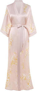 PRODESIGN Kimono Robe for Women - Long Satin Sleepwear Silky Kimono Cover-Up Nightgown Japanese Bathrobe Loungewear Blouse