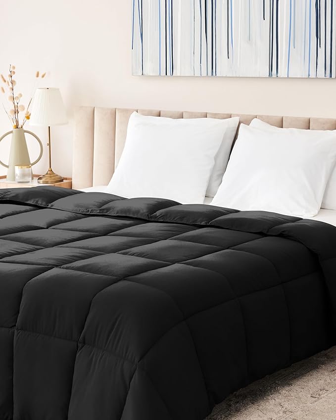 Lavish Comforts Luxury Hotel Plush Fluffy Black Comforter - 104" x 86"