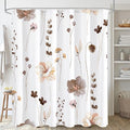 Gibelle Watercolor Floral Shower Curtain, Brown Beige Flower Shower Curtain for Bathroom, Modern Minimalist Waterproof Fabric Shower Curtain Set with Hooks 72x72 Inch