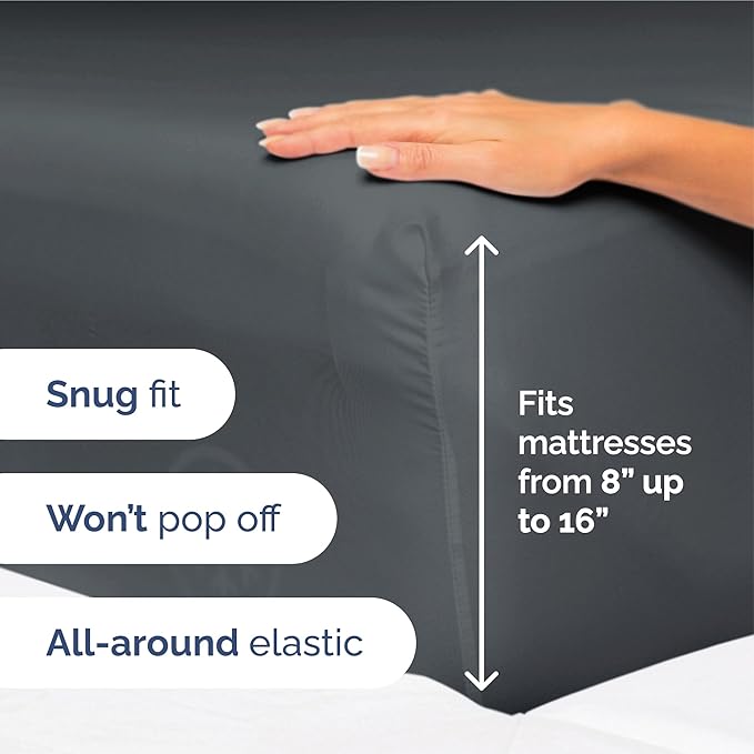 Split King Size 5 Piece Sheet Set - Extra Soft, Breathable And Cooling Sheets - Hotel Luxury Bed Sheets for Women & Men - Deep Pockets, Easy-Fit & Wrinkle-Free Sheets - Slate Blue Oeko-Tex Bed Sheets