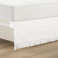 Lush Decor Boho Fringe 15-Inch Tailored Drop Easy Fit Bedskirt, Queen, Pure White
