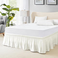 FreshCulture Queen Bed Skirt, Elastic Wrap Around Bed Skirt Queen Size, Bed Skirts for Adjustable Bed, Easy Fit with 22 Inch Drop Length, Hotel Quality Dust Ruffle for Queen Bed (Ivory)