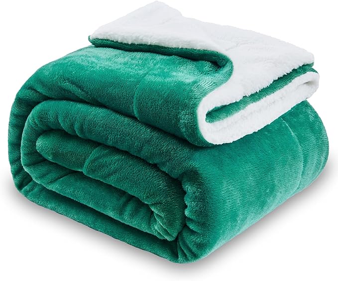 SOCHOW Sherpa Fleece Throw Blanket, Double-Sided Super Soft Luxurious Plush Blanket Twin Size, Malachite Green, 60x80 inches