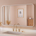 TETOTE White Framed Mirror for Bathroom 40 x 24 Metal Frame Wall Mounted Rectangle Mirror for Vanity with Sandy Textured Surface(Horizontal/Vertical)