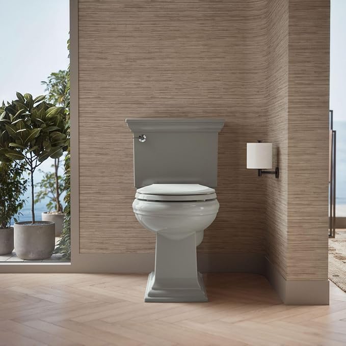 KOHLER 4639-RL-95 Cachet ReadyLatch Round Toilet Seat Soft Close, Ice Grey