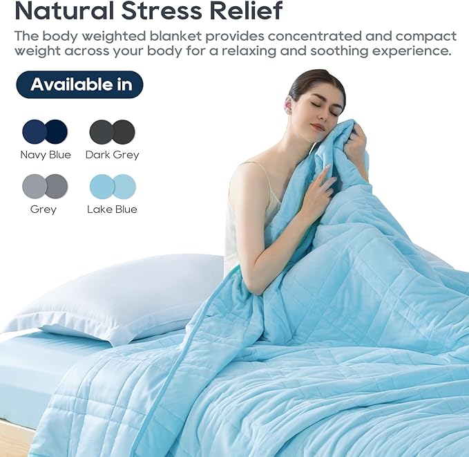 King Size Weighted Blanket 45lb(88''x104'', Dual-Sided), Cozy Warm Velvet & Cooling Tencel Fabric Reversible King Weighted Blanket for Adults & Couples All Season Use - Carry Bag Included, Lake Blue