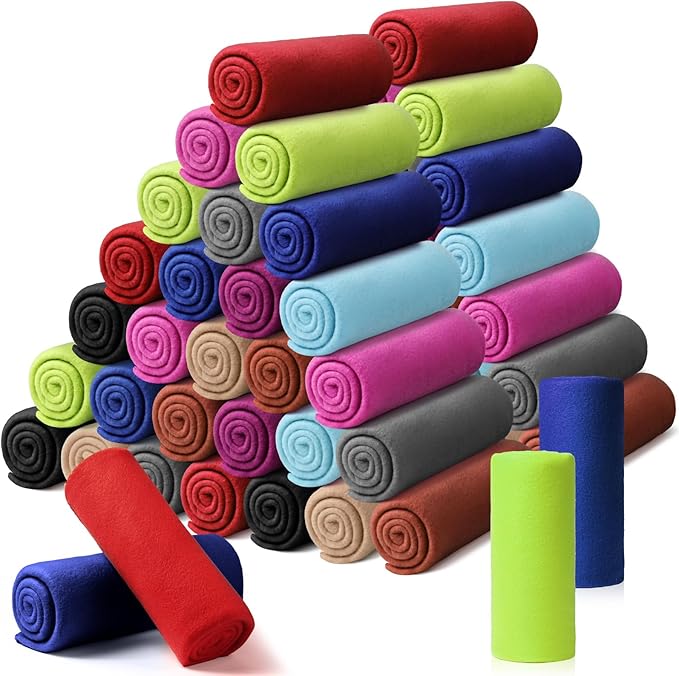 Kinlop Fleece Blanket Bulk 60 x 50 Inch Soft Lightweight Fleece Cozy Blanket Warm Throw Plush Pet Throw for Bed Couch Sofa Home Office Wedding Gifts Travel Camping(Chic Color,60 Packs)