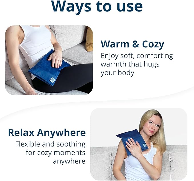 Microwave Heating Pad (with Removable Cover) – Weighted Microwavable Moist Heat Therapy Pad for Back, Neck, Shoulders, and Cramps – Portable, Reusable Cold or Warm Compress, 10" x 7", 2.5lbs