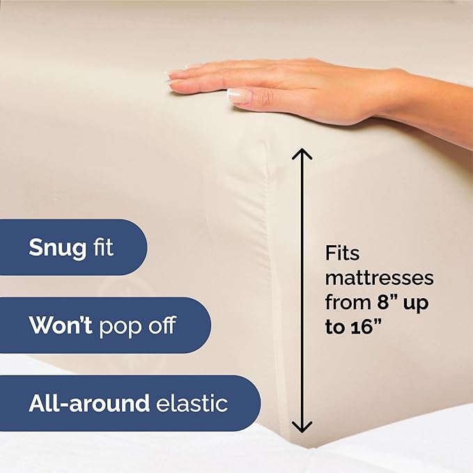 Split King Size 5 Piece Sheet Set - Extra Soft, Breathable & Cooling Sheets - Hotel Luxury Bed Sheets for Women & Men - Deep Pockets, Easy-Fit & Wrinkle-Free Sheets - Cream Pink Oeko-Tex Bed Sheets