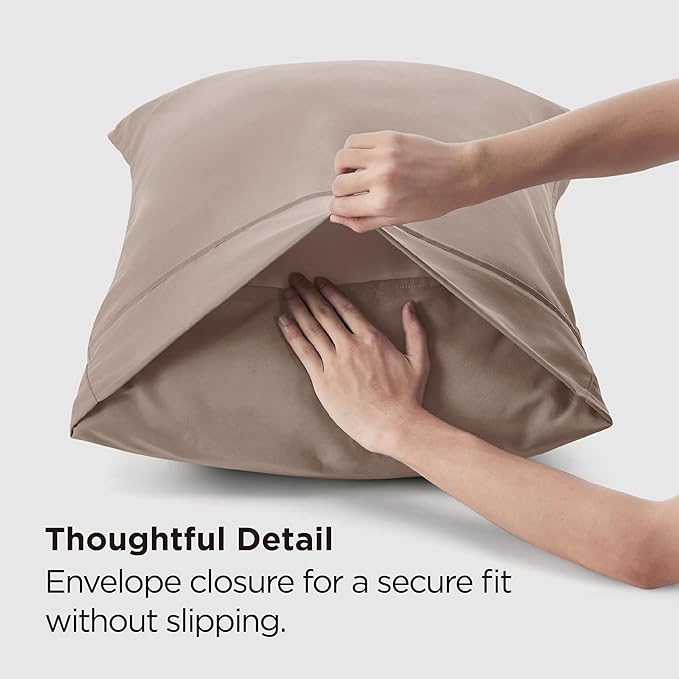 Bedsure King Size Pillow Cases Set of 2 - Khaki Brushed Microfiber Pillowcases 2 Pack, Super Soft Pillow Case Cover with Envelope Closure, Wrinkle, Fade and Stain Resistant, 20x36 Inches