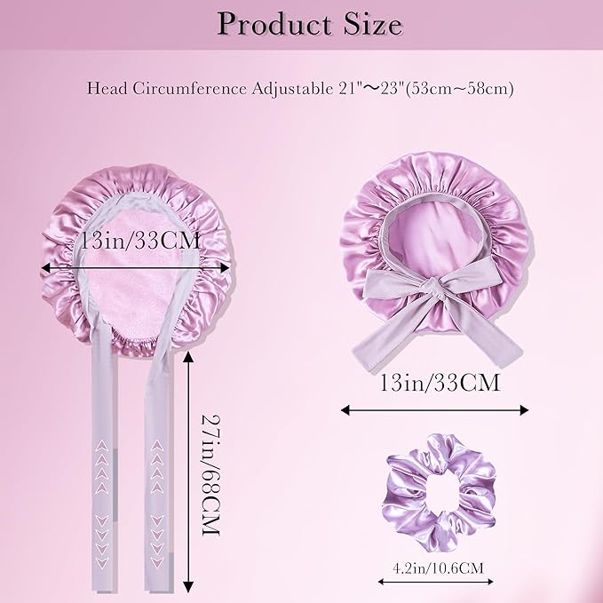 Chloven Mulberry Silk Bonnet for Sleeping Women - Larger Double Layer Silk Hair Wrap Bonnet for Curly Long Hair with Tie Band