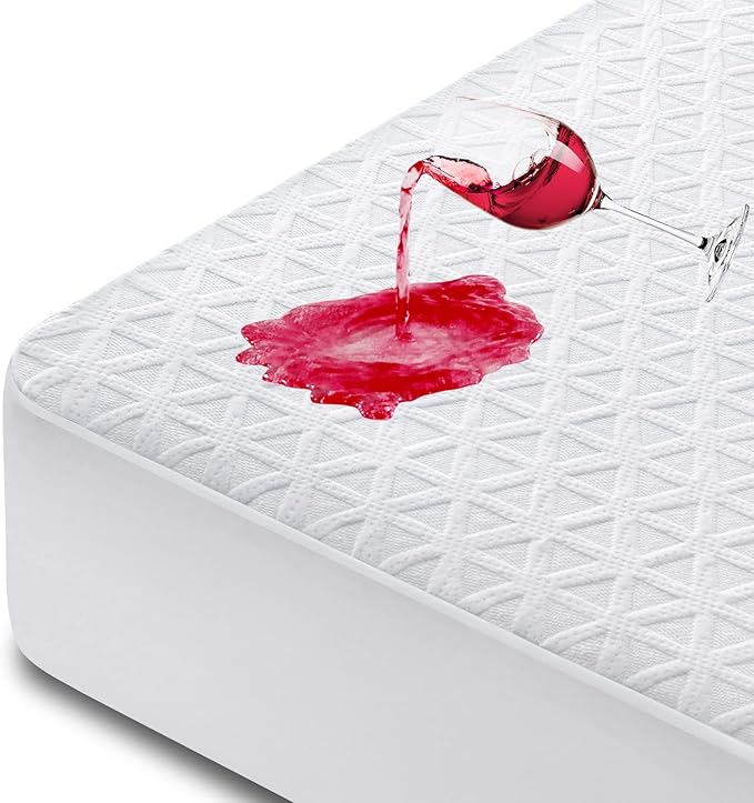 PremiumWaterproof Mattress Protector Twin XL Size, Breathable Bed Cover 3D Air Fabric Cooling Mattress Pad Cover Smooth Soft Noiseless Washable, 8''-21'' Deep Pocket (White)