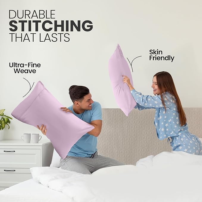 Pillow Covers by Utopia Bedding - King Size 2-Pack – Soft Brushed Microfiber – Perfect for Hospitals, Hotels, Guest Rooms – Oeko-TEX Certified, 20x40 Inches (Lavender)