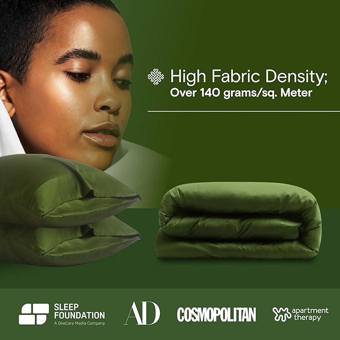 DOZ Duvet Cover Set, 100% Viscose derived from Bamboo, Organically Grown, Buttery Soft, Cooling Duvet Covers, High GSM, 1 Duvet Cover and 2 Pillowcases, 90"x90" (Forest, Full/Queen)