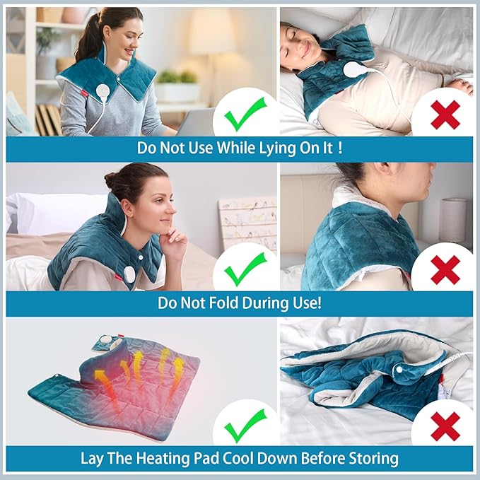 Comfytemp Heating Pad for Neck and Shoulders and Back, 2.6lb Weighted Electric Heat Pad for Pain Relief, Christmas Gifts for Women Men Mom Dad, Large FSA Eligible Heated Wrap, 9 Heat Settings&11 Timer