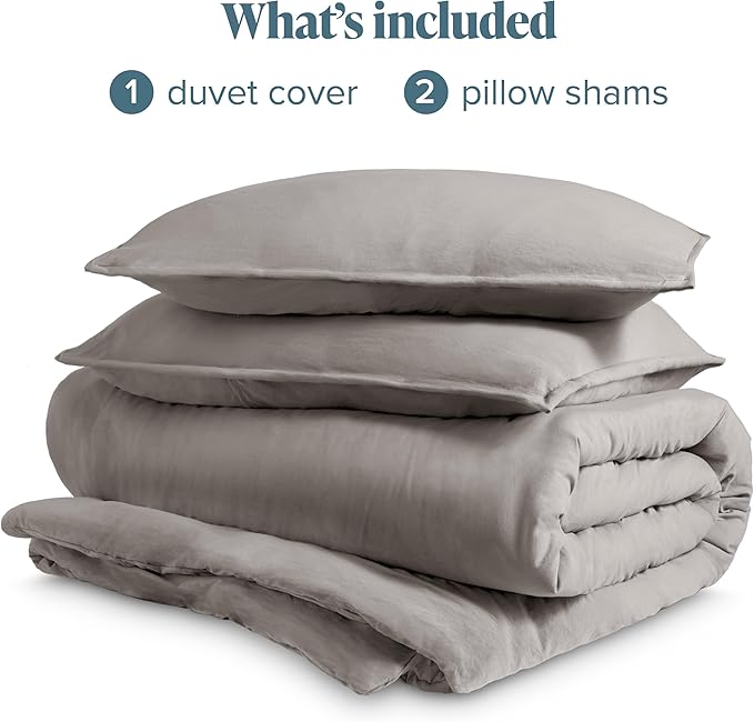 Bare Home Microfiber Duvet Cover Set - Ultra Soft Washed Microfiber - Oversized King Size - Linen-Like Look - Easy Care - Breathable Fabric - Our Softest Duvet Cover Set (Oversized King, Frost Grey)