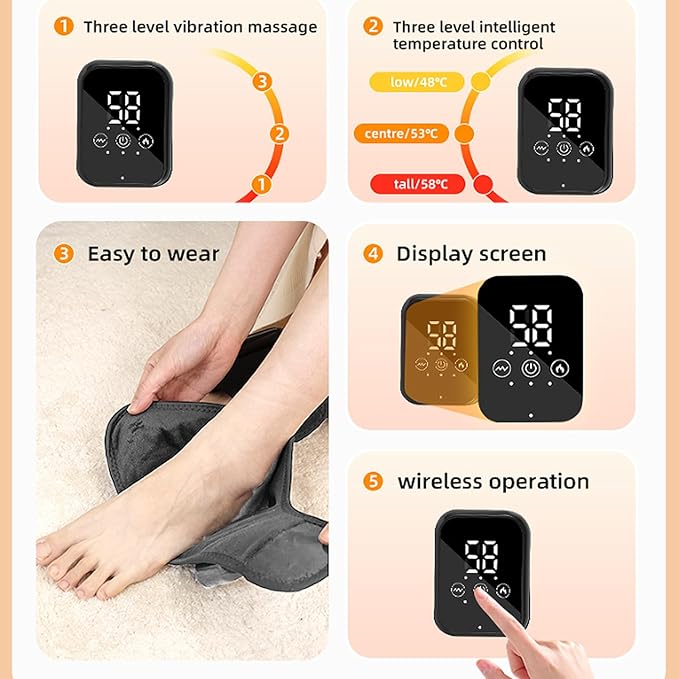 2PCS Naxir Foot Revive Massager, Portable Triple Method Ankle Wrap with 3 Vibration Modes