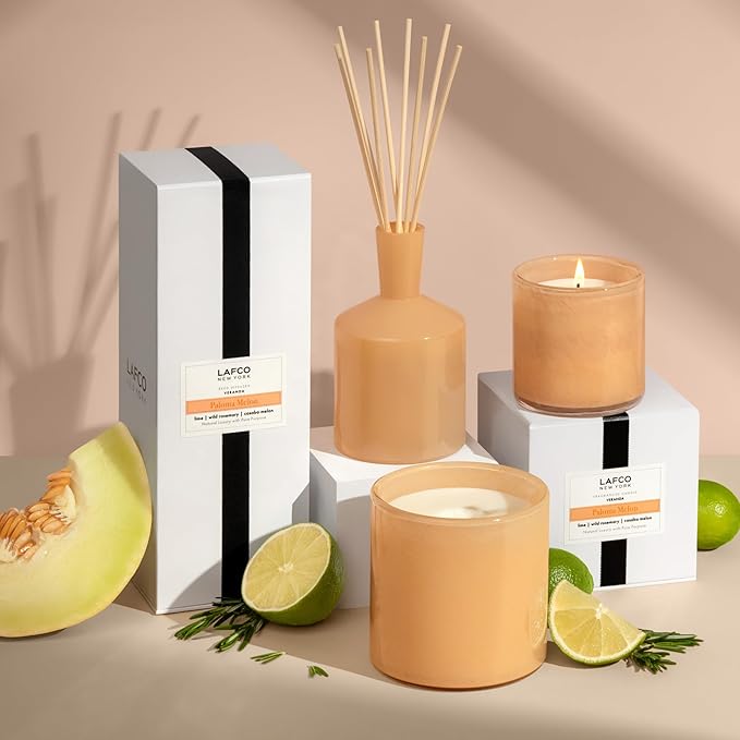 LAFCO New York Classic Candle, Paloma Melon - 6.5 oz - 50-Hour Burn Time - Reusable, Hand Blown Glass Vessel - Made in The USA