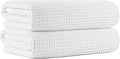 New Microfiber Waffle Bath Towels, 2 Pieces, Oversized, Soft, Absorbent, Fast Drying, Lint Free (White)