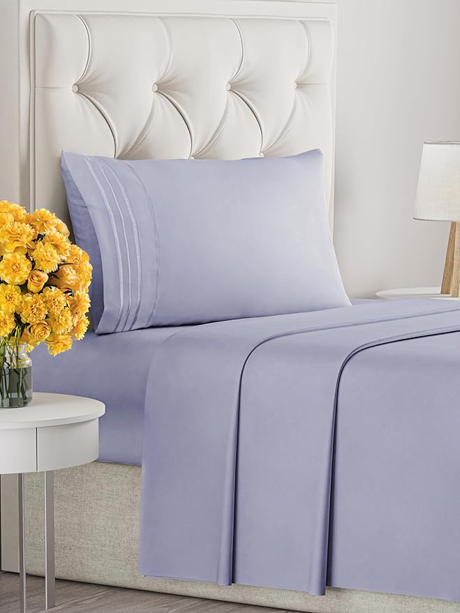 Twin XL Size 3 Piece Sheet Set - Extra Soft, Breathable & Cooling - Hotel Luxury Durable Bed Sheets for Women & Men - Deep Pockets, Easy-Fit & Wrinkle-Free - Dusty Purple Oeko-Tex