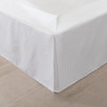 Queen Bed Skirt, Wrap Around Bed Skirt with Pleated Corner, 16 Inch Drop Pleated Waffle Weave Bedskirts, Anti-Slip, Microfiber, White, 16'' Queen