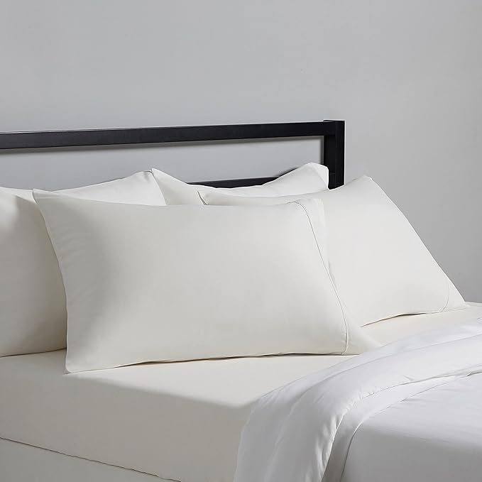 Amazon Basics Standard Pillow Cases Set of 2 - Lightweight, Super Soft Easy Care Microfiber, Cream, 30" L x 20" W, Pillows Not Included