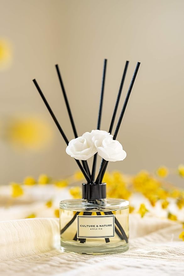 CULTURE & NATURE Reed Diffuser Set 6.7oz (200ml) Black Rose Scented Diffuser with Sticks Home Fragrance Reed Diffuser for Bathroom Shelf Decor