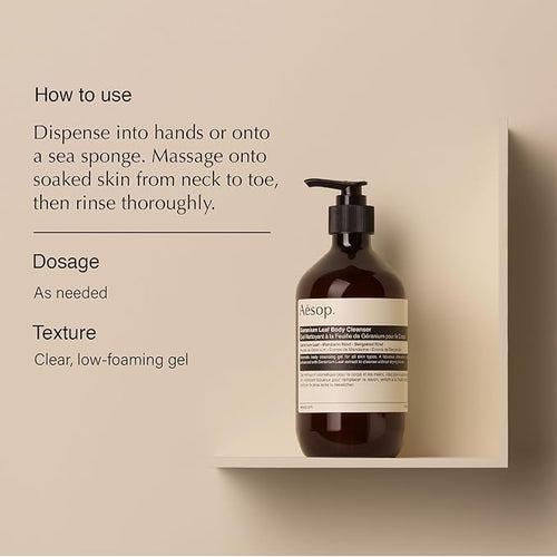 Aesop Geranium Leaf Body Cleanser + Refill | Invigorating Cleansing Gel | Alternative to Conventional Soap | 16.9 oz, Pack of 2