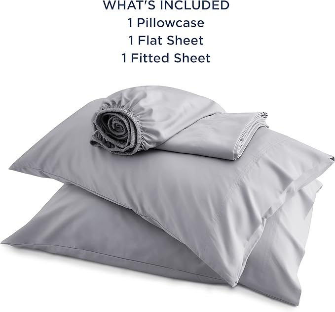 Bedsure Cooling Sheets Twin XL, Rayon Derived from Bamboo, Breathable & Soft Twin XL Sheet Sets, Deep Pocket Up to 16 Inches, Hotel Luxury Silky Dorm Bedding for Hot Sleepers, Silver Grey