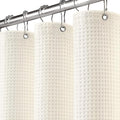 Waffle Weave Shower Curtain - Ivory Cotton Fabric Texture Heavyweight Shower Curtain for Bathroom,Washable,72Wx72L