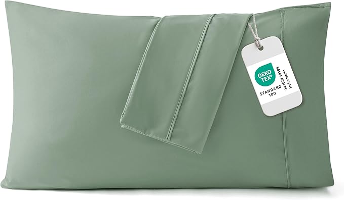 Bedsure Pillow Cases Standard Size Set of 2 - Sage Green Brushed Microfiber Pillowcases, Super Soft and Cozy Pillow Case Covers with Envelope Closure, Wrinkle, Fade and Stain Resistant, 20x26 Inches