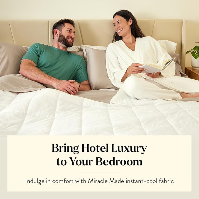 Miracle Made Soft Cooling Comforter – All-Season Silver-Infused Cozy Cotton Fabric – Lightweight, Hypoallergenic Bedding for Hot Sleepers, King Size Blanket, White