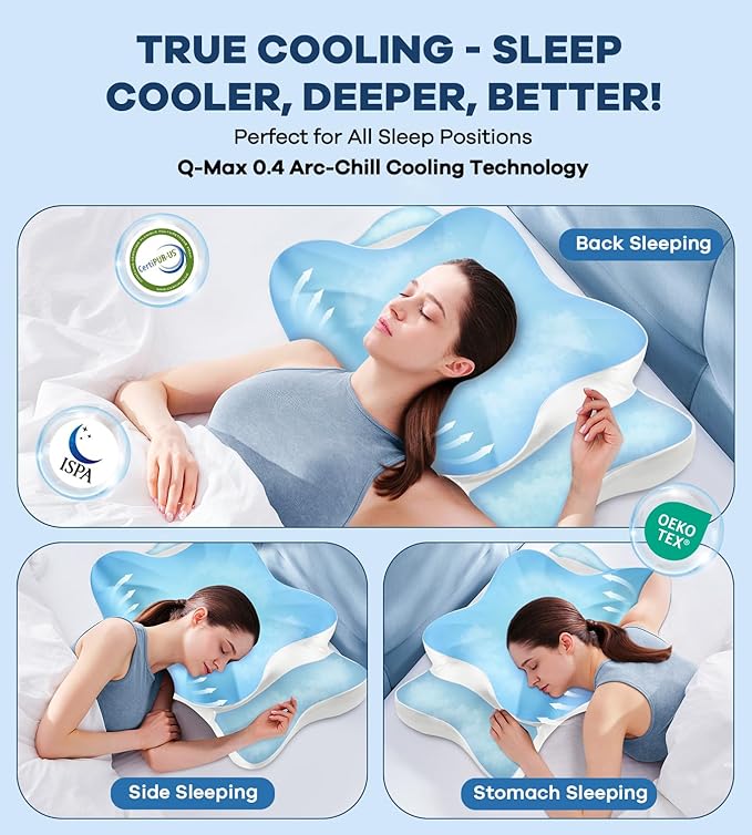 DONAMA Cervical Pillow for Neck and Shoulder,Contour Memory Foam Pillow,Ergonomic Neck Support Pillow for Side Back Stomach Sleepers with Pillowcase-King Size