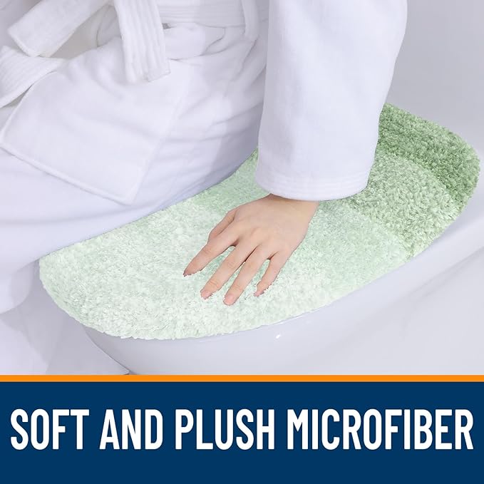 OLANLY Soft Microfiber Bathroom Toilet Lid Cover, Machine Washable Covers, 17.5x15, Stays in Place Rubber Backing, Fits Most Round, Elongated and Oblong Lids, Accessories Decor, Sage Green