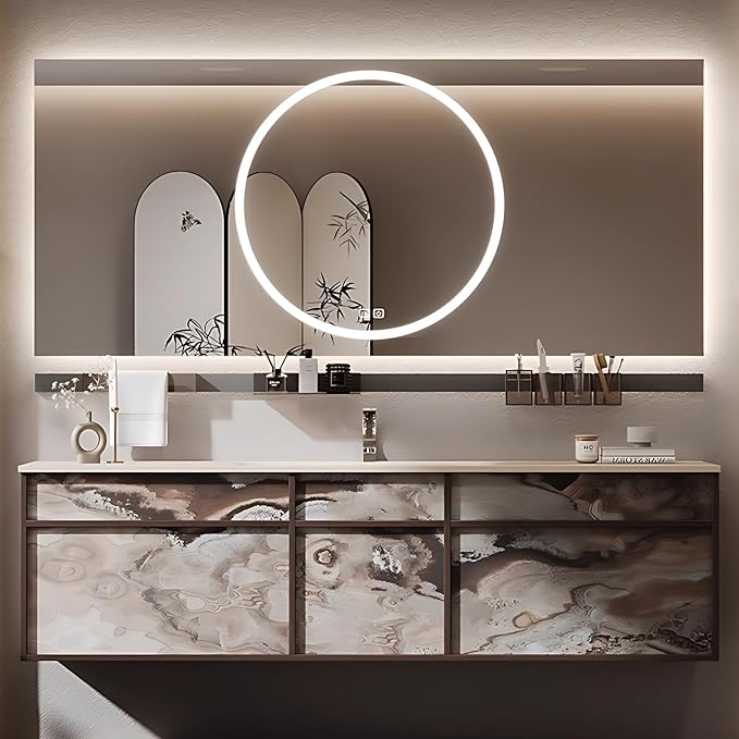 64in Bathroom Vanities Set - Bathroom Vanity with Sink, Tall Storage, Smart Defogging Mirror, Integrated Sink & 2 Large Drawer | Floating Cabinet