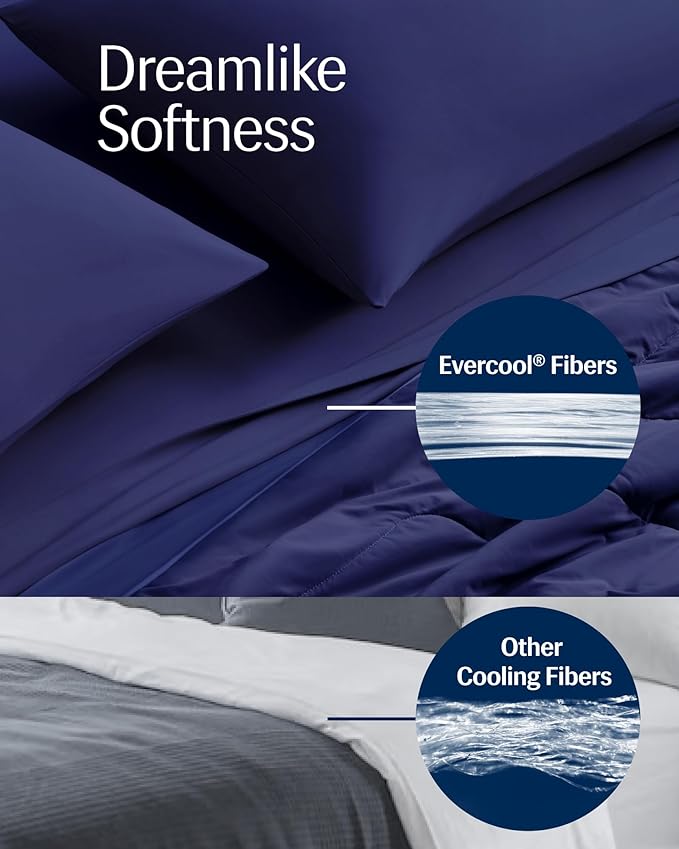 REST® Evercool® Cooling Comforter, Full/Queen, Blanket for Hot Sleepers, All Season Bedding to Keep Cool for Night Sweats, Breathable Lightweight Blanket, 90"x90" Inches, Midnight Blue