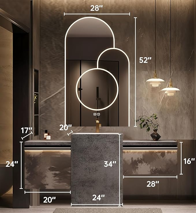 Single Sink Freestanding Bath Vanity, Modern Bath Vanity with LED Smart Mirror, 72IN Solid Wood Floating Bathroom Sink Cabinet with Marble Slate Top and Large Storage Drawer