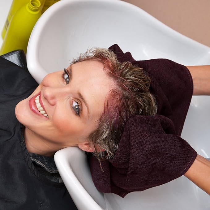 Arkwright Bleach Proof Salon Towels - Pack of 12 - Highly Absorbent, 100% Cotton, Quick Dry Spa Face Towel for Hair Stylist, Barber, Pedicure, and Esthetician, 16 x 28 in, Eggplant