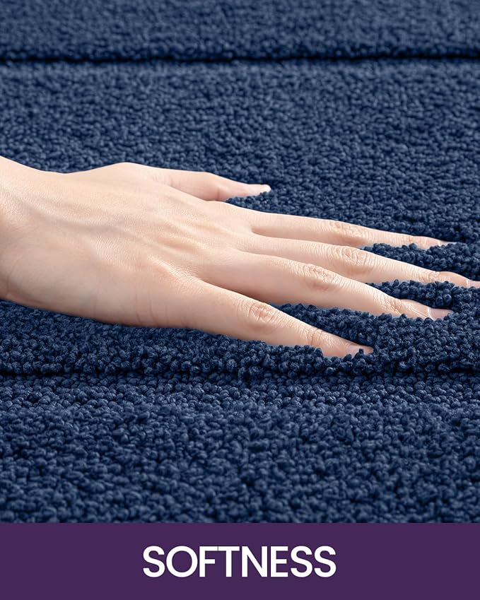 DEXI Bathroom Rugs 32x20, Washable Non Slip Bath Mat for Shower Floor, Absorbent Quick Dry Bathmat with Rubber Backing, Ultra Soft Plush Carpet for Tub, Navy
