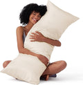 Bedsure Satin Body Pillow Pillowcase, Similar to Silk Body Pillow Cover with Zipper, Soft & Breathable Long Pillow Case, Cooling & Silky Long Pillowcase for Hair and Skin, Gifts, Beige, 20x54 Inches
