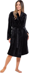 Turquaz Robes For Women, Womens Fleece Shawl Collar Soft Plush Knee Length Spa Robe